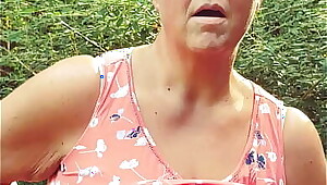 Granny T SQUIRTING IN the public parkland